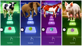 Funny Cow Dance🆚Funny Elephant🆚Funny Horse🆚Funny Pig⚡Who Is Best?🎶🎮#coffindance #tileshop