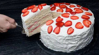 Famous Creamy Strawberry Cake! Everyone is looking for this recipe! Simply, quick and delicious!