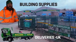 DELIVERING BUILDING SUPPLIES WHAT EVER THE WEATHER-DRIVING A VOLVO TRUCK AND OPERATING A HIAB CRANE