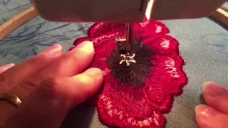 Вышивка на швейной машинке🌺Цветок Мак на джинсе 🌺Embroidery Sewing Machine 🌺Poppy flower🌺