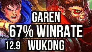 GAREN vs WUKONG (TOP) | 7 solo kills, 67% winrate, 13/2/6, Legendary | KR Master | 12.9