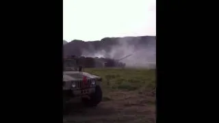 M109 Paladins shooting out in the field