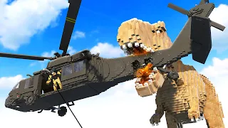 DINOSAUR Causes Helicopter Crash - Teardown Mods Gameplay