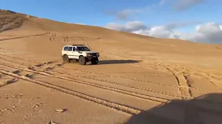 Wally Radivo’s LSA V8 Toyota Landcruiser 100 series thrashed in the Tasmanian sand dunes