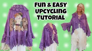 Turn An Old Robe Into A Romantic Chenille & Lace Jacket w/ Collage Angel Applique