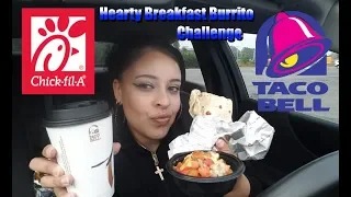 Chick-Fil-A VS Taco Bell Hearty Breakfast Burrito Food Challenge | Mukbang 🌯🍩☕🤪