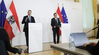 Pressekonferenz mit den Bundesministern Rudolf Anschober und Karl Nehammer