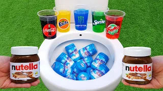 Experiment !! NUTELLA vs Coca Cola, Fanta, Monster, Sprite, Fruko and Mentos in the toilet