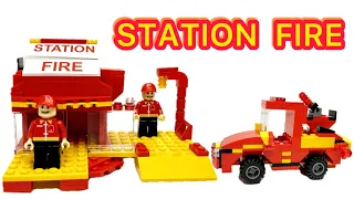 how to build Lego fire station and fire car-LEGO Speed BuildReview