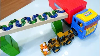 Marble Run Race, HABA Slope, Wheel Loaders And Cargo Trucks # 15