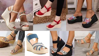 Magnífica colección de diseños de sandalias y chanclas con tacones de cuña de verano para mujer