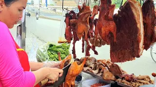 Best Visit Phnom Penh Street Food - For Dinner Yummy! Crispy Pork Duck, Belly Braised Pork & Ducks,