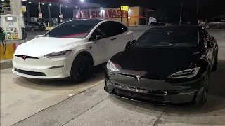 Gutted Tesla Model X Plaid vs Full Weight Tesla Model S Plaid