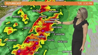 An enhanced risk of severe thunderstorms across Jacksonville on Tuesday