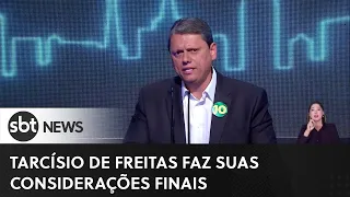 Tarcísio de Freitas faz suas considerações finais | Debate Governador SP (17/09/22)