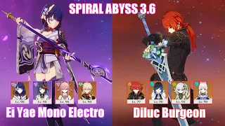 C0 Raiden Hypercarry & C0 Diluc Burgeon | Spiral Abyss 3.6 | Genshin Impact