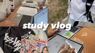 🫐 summer study vlog: cramming, writing notes on ipad, summer class, shopping + going downtown