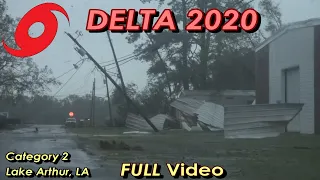 FULL Cat-2 Hurricane DELTA Video from Lake Arthur, LA [10/9/2020] {J/AB}