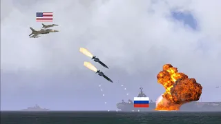 Horrifying moment, Russian aircraft carrier carrying 45 fighter jets destroyed by NATO