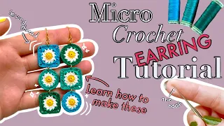 Easy Micro Crochet Earring Tutorial ✨ Learn how to make these geometric flower earrings 🌼