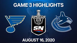 NHL Highlights | 1st Round, Game 3: Blues vs. Canucks - Aug 16, 2020