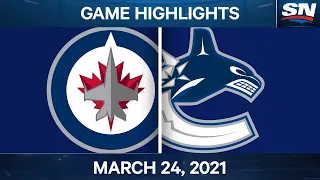 NHL Game Highlights | Jets vs. Canucks - Mar. 24, 2021