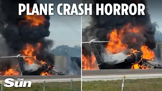 Horror plane crash in Florida as jet smashes into cars during emergency landing