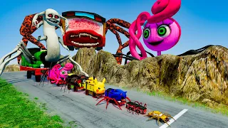 ALL Monsters Big & Small Cars vs Downhill Madness with MOMMY LONG LEGS & BUS EATER | BeamNG.Drive