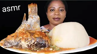 ASMR African Food Mukbang/ tilapia fish pepper soup and okra soup/ eating Nigeria food mukbang