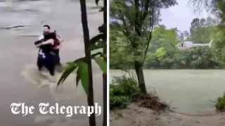 Three friends filmed in final embrace before being swept away by flash floods in Italy