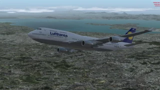 Morning takeoff Rio de Janeiro Boeing 747-400 Lufthansa PMDG 747 QOTS V3