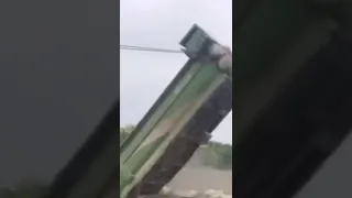 IDIOT Dump Truck Get Tangled In Power Lines #shorts