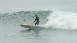 Joel Tudor riding a 9'1" Donald Takayama Nat Young Model from the 80s