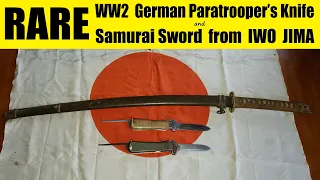 RARE WW2 Samurai Sword from IWO JIMA and German Paratrooper Knife