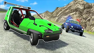 Downhill Police Chase in the WEIRDEST Cars! - BeamNG Multiplayer Mod