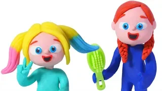 BABY ELSA & ANNA NEW HAIR STYLE ❤ SUPERHERO PLAY DOH CARTOONS FOR KIDS