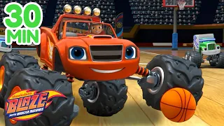 Blaze Plays Sports 🏀 w/ Crusher & Zeg! | 30 Minute Compilation | Blaze and the Monster Machines