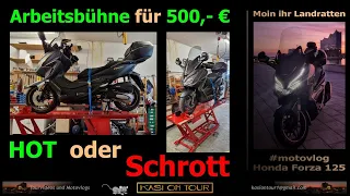 Hebebühne  - Arbeitsbühne - Motorrad  - Motorroller für 500 € mit kleinen Schwächen