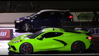 C8 Corvette vs Tesla Model S, BMW M3 & Ford Focus ST 1/4 Mile