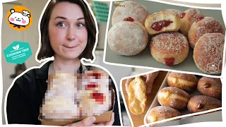 I tried to make CUSTARD CREAM + JAM FILLED DONUTS for the FIRST TIME..