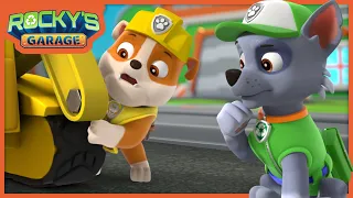 Rocky's Giant Magnet Finds Rubbles Lost Bulldozer Scoop - Rocky's Garage - PAW Patrol