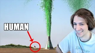 xQc Reacts to World's Tallest Elephant Toothpaste Volcano | Mark Rober