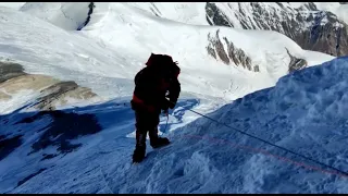 Knife Ridge Climbing to Summit of Lenin Peak