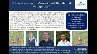 Conservation Conversations: Botha's Lark - Dr Hanneline SR, Robin C and Dr David ES (16April24)