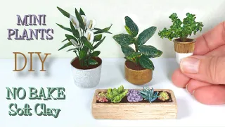 Easy DIY MINI Plants Using 'Slime' NO BAKE Soft Clay #MiniPlants #MiniaturePlants #DollHousePlants