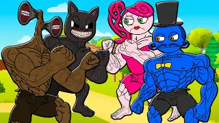 MUSCLE MOMMY & DADDY LONGLEGS VS MUSCLE CARTOON CAT & SIREN HEAD! POPPY PLAYTIME Cartoon Animation