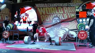 Yuri Belkin deadlifting at WRPF Pro 2017.  1st 425kg, 2nd 440kg, no 3rd, 4th 461kg
