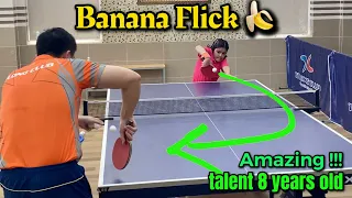 amazing 8 year old talent making Backhand Banana Flick | Ti Long tutorial