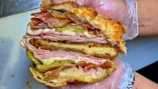 Croissant Sandwich with Bacon, Ham, and Cheese! 😍🥐🍖🥓🧀