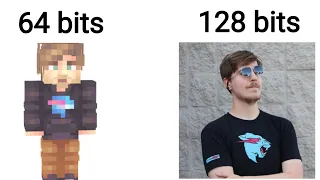 1 bit 2 bits 4 bits 8 bits 16 bits 32 bits 64 bits 128 bits (MrBeast)